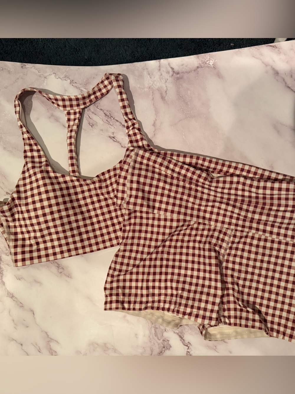 joylab brown and white sports bra and shorts set medium - Picture 2 of 4